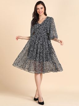 Dodo & Moa - Women Black Printed Dress
