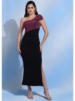 Dodo & Moa - Women Purple Sequined One Shoulder Dress