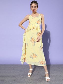 Dodo & Moa - Women Yellow Floral Print Dress