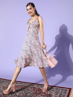 Dodo & Moa - Women Grey Floral Print Dress