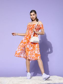 Dodo & Moa - Women Orange Printed Dress