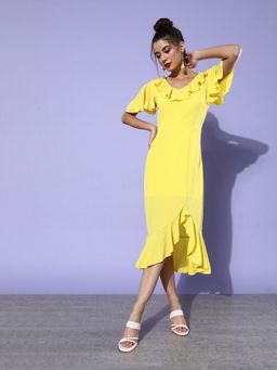 Dodo & Moa - Women Yellow Solid Dress