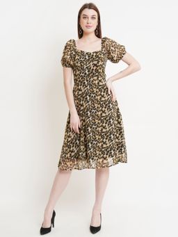 Dodo & Moa - Women Brown Animal Print Dress