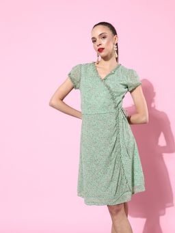 Dodo & Moa - Women Green Floral Print Dress