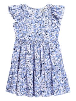 Cantabil - Girls Blue Floral Print Casual Dress