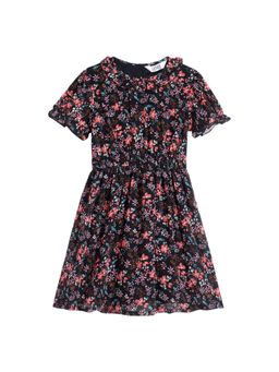 Cantabil - Girls Black Floral Casual Dress