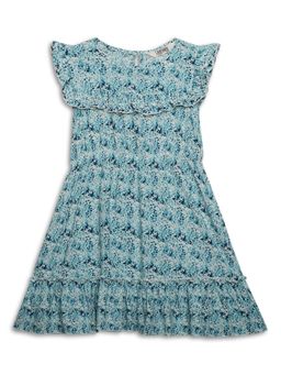 Cantabil - Girls Blue Printed Casual Dress
