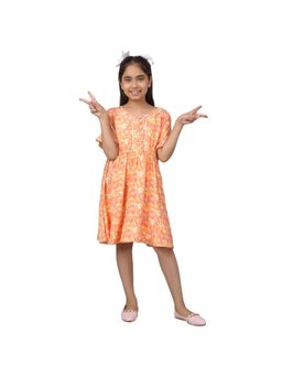 Cantabil - Girls Orange Floral Casual Dress