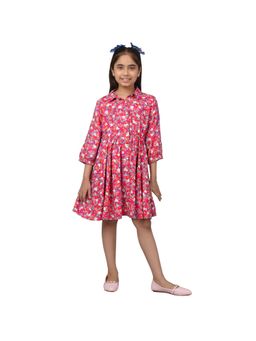 Cantabil - Girls Pink Floral Casual Dress