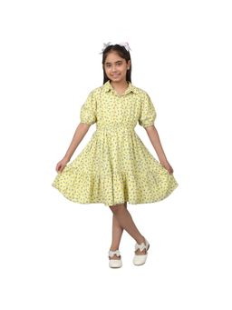 Cantabil - Girls Yellow Floral Casual Dress