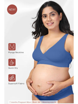 Zelena - Blue Non-Wired Maternity Padded Nursing Bra
