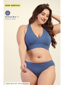 Zelena - Blue Non-Wired Maternity Nursing Bra with Adjuster