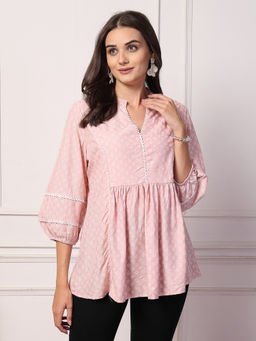 Zelena - Women Rayon Pink Printed Maternity Feeding Top