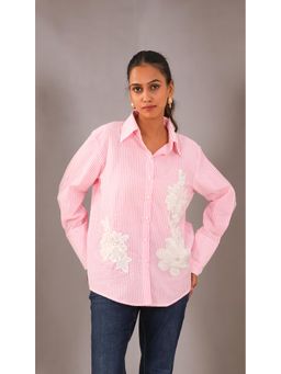 ALLUREARMOIRE - Florescent Striped Pink Patchwork Shirt