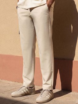 Dennis Lingo - Beige Relaxed Fit Solid Trouser
