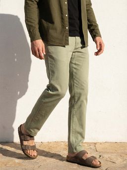 Dennis Lingo - Green Straight Fit Solid Trouser