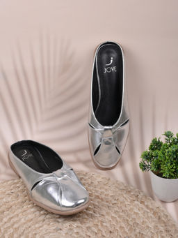 Jove - Women Silver Solid Mules