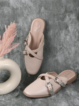 Jove - Women Nude Solid Mules