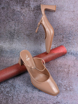 Jove - Women Peach Solid Sandal Heels