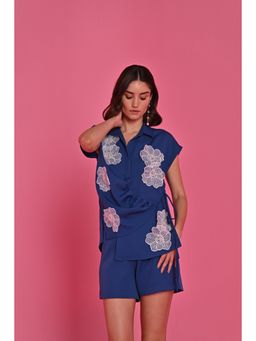 Label Iris - Blue Belle Embellished Top and Shorts (Set of 2)