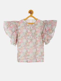 KiddoPanti - Girls Frill Layered Sleeve Top