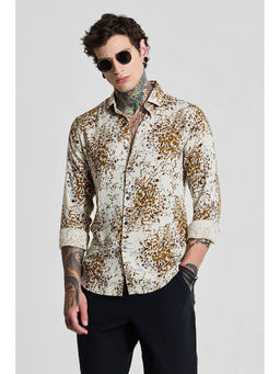 Snitch - Cream Floral Slim Fit Shirt