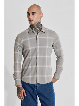 Snitch - Grey Checks Slim Fit Shirt