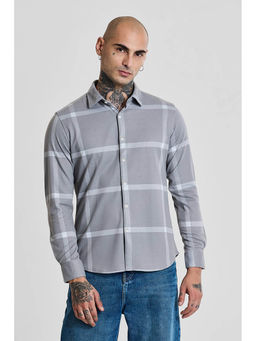 Snitch - Grey Checks Slim Fit Shirt