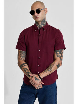 Snitch - Maroon Slim Fit Shirt