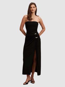 Forever New - Black Solid Plain A-Line Dress