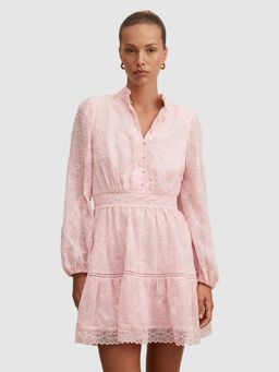 Forever New - Pink Embroidered A-Line Dress