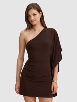 Forever New - Brown Solid Plain Bodycon Dress