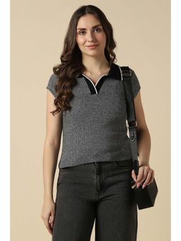 Allen Solly - Grey Textured Casual T-Shirt