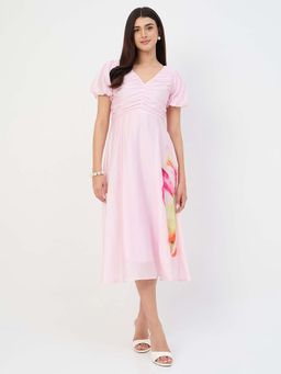 Madame - Pink Floral Flared Dress
