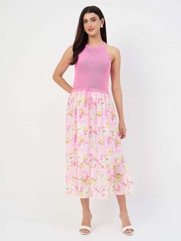 Madame - Pink Floral Flared Dress