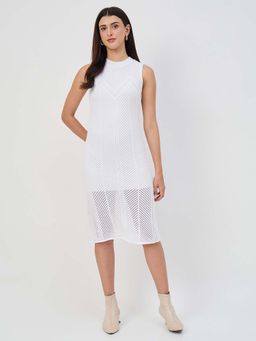 Madame - White Textured Bodycon Dress