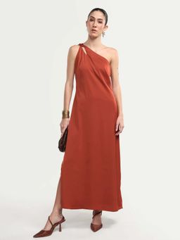 RAREISM - Rust Solid Plain A-Line Dress