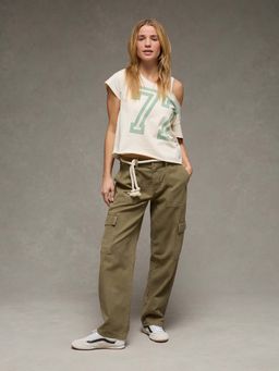 American Eagle - Olive Solid Plain Casual Trousers