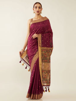 Soch - Woven Design Silk Blend Saree with Unstitched Blouse