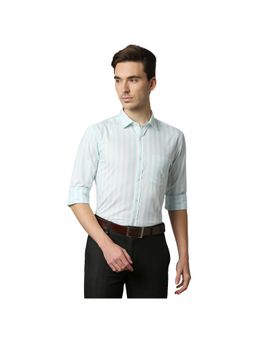 Park Avenue - Medium Petrol Striped Formal Shirt