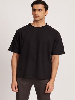 Creatures of Habit - Jersey Oversized Crew Jet Black T-Shirt