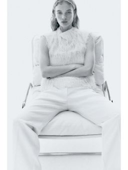 H&M - Women White High-Waisted Tailored Trouser