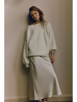 H&M - Women White Oversized Boat-Neck Jumper