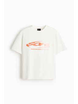 H&M - Men White Loose Fit Printed T-Shirt