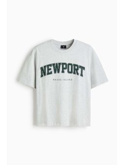 H&M - Men Grey Loose Fit Printed T-Shirt