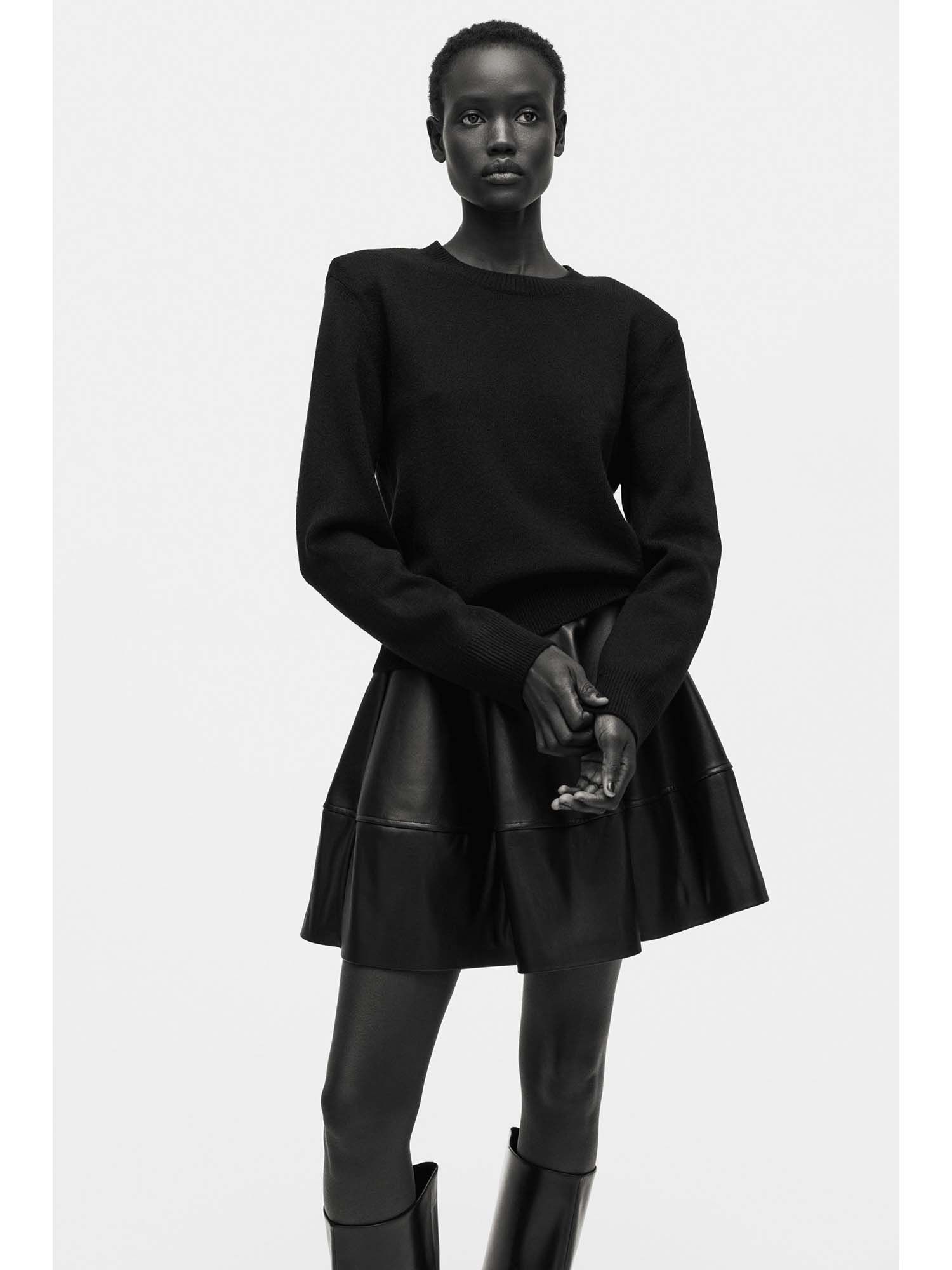 Women Black Shoulder-Pad Jumper-image-6