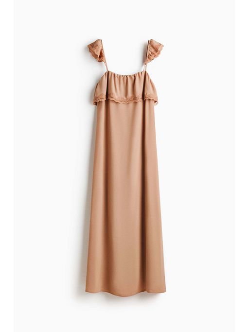 h&m beige maxi dress Women's Dark beige Cable-Knit Maxi Dress