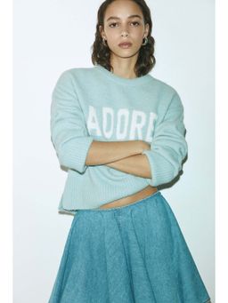 H&M - Women Turquoise Jacquard-Motif Jumper