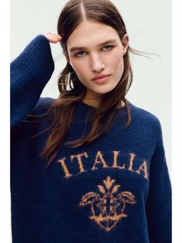 H&M - Women Blue Jacquard-Motif Jumper