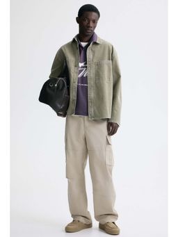 H&M - Men Beige Relaxed Fit Cotton Cargo Trouser